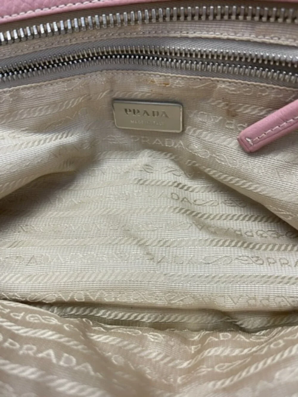 PRADA PINK LEATHER SATCHEL BAG, AUTHENTIC
